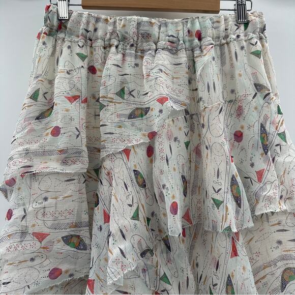Isabel Marant Jeezon Gathered Asymmetrical Printed Silk Skirt in Erell Sz 42 - Picture 3 of 10